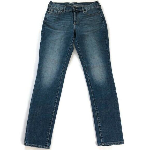 Old Navy Womens Jeans Curvy Mid Rise Skinny Denim Blue Jeans Sz 4 Short Med Wash - Picture 1 of 9